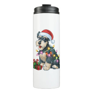 Xmas Lighting Weihnachtsmannmütze Schnauzer Dog We Thermosbecher