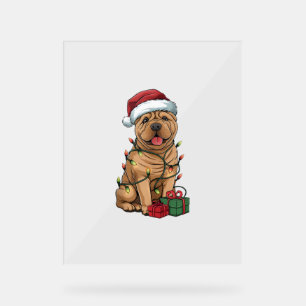 Xmas Lighting Weihnachtsmannmütze Shar Pei Dog Wei Acrylschild