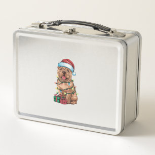 Xmas Lighting Weihnachtsmannmütze Shar Pei Dog Wei Metall Brotdose