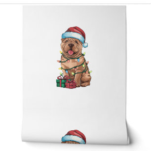 Xmas Lighting Weihnachtsmannmütze Shar Pei Dog Wei Tapete
