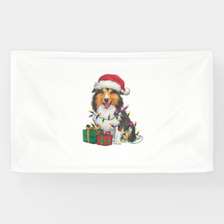 Xmas Lighting Weihnachtsmannmütze Shetland Sheepdo Banner