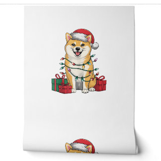 Xmas Lighting Weihnachtsmannmütze Shiba Inu Dog We Tapete