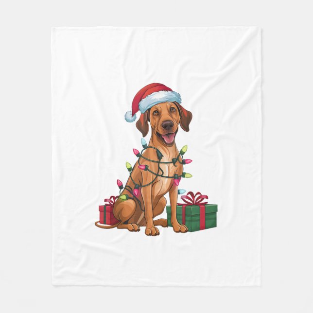 Xmas Lighting Weihnachtsmannmütze Thai Ridgeback D Fleecedecke (Vorderseite)