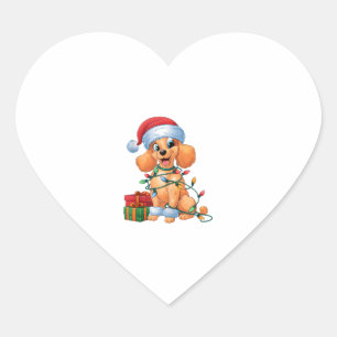 Xmas Lighting Weihnachtsmannmütze Toy Poodle Dog W Herz-Aufkleber