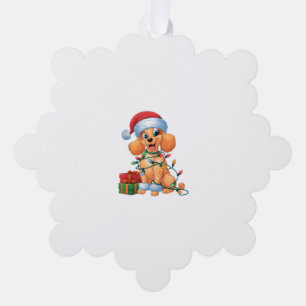 Xmas Lighting Weihnachtsmannmütze Toy Poodle Dog W Ornament Karte
