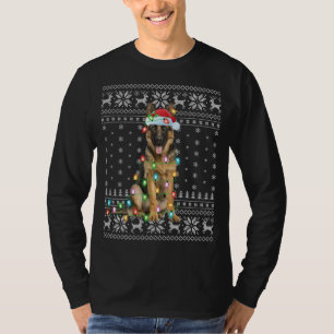 Xmas Lighting Weihnachtsmannmütze Ugly German Shep T-Shirt