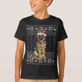 Xmas Lighting Weihnachtsmannmütze Ugly German Shep T-Shirt