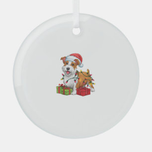 Xmas Lighting Weihnachtsmannmütze Welsh Terrier Do Ornament Aus Glas