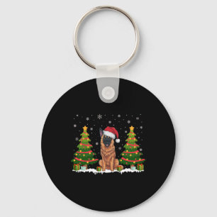 Xmas Lights Belgisches Malinois Hund Weihnachtsman Schlüsselanhänger