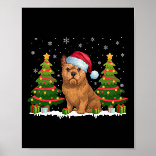 Xmas Lights Brussels Griffon Dog Weihnachtsmannmüt Poster