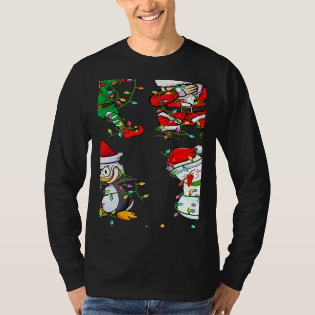 Xmas Lights Dabbing Santa Elf Friends Christmas Da T-Shirt (Vorderseite)