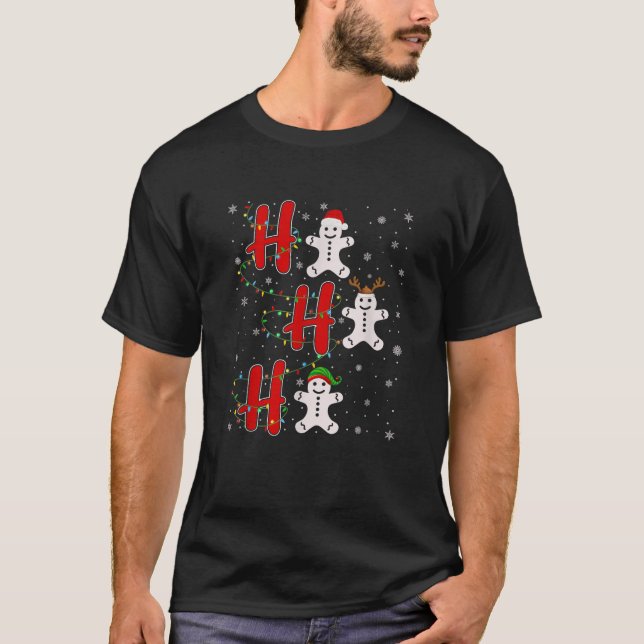 Xmas Lights HO HO HO Ginger Beard Man Funny Ugly C T-Shirt (Vorderseite)