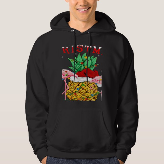 Xmas Lights Santa Flamingo Pineapple Merry Christm Hoodie (Vorderseite)