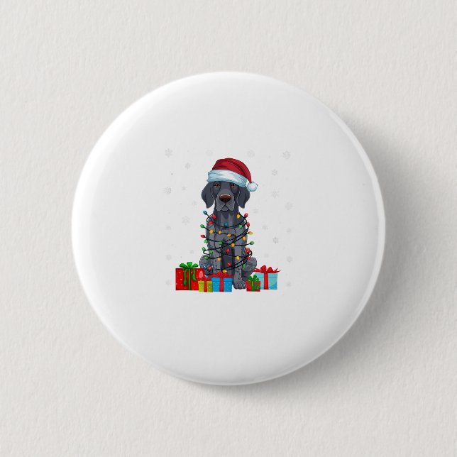 Xmas Lights Santa German Kurzhaarige Pointer Dog C Button (Vorderseite)