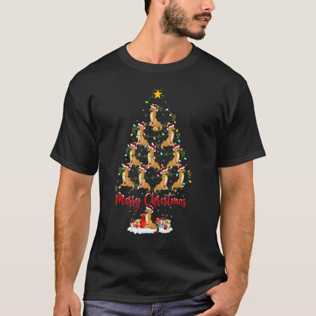 Xmas Lights Santa German Shepherd Dog Christmas Tr T-Shirt (Vorderseite)