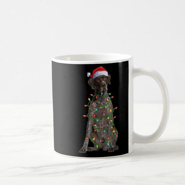 Xmas Lights Santa German Shorthaired Inter Dog Chr Kaffeetasse (Rechts)