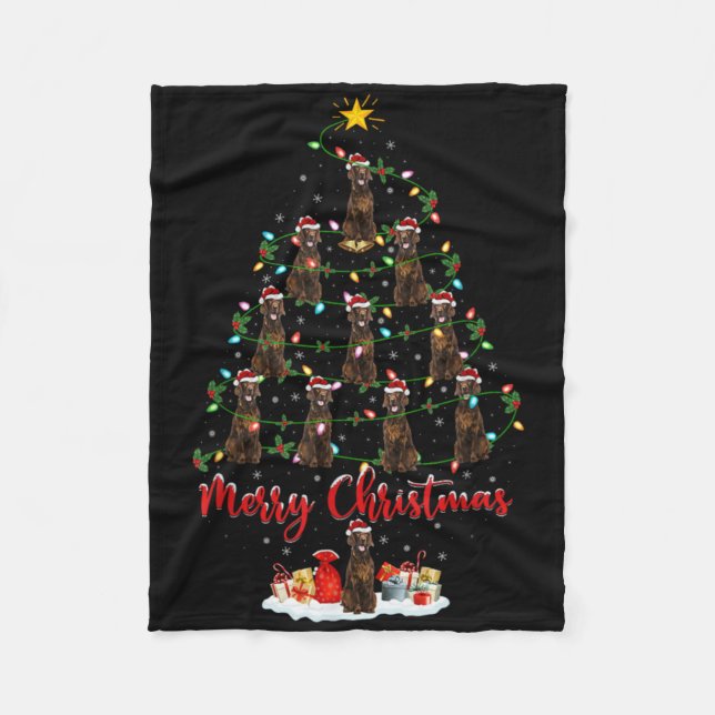 Xmas Lights Santa Irish Setter Dog Christmas Tree  Fleecedecke (Vorderseite)