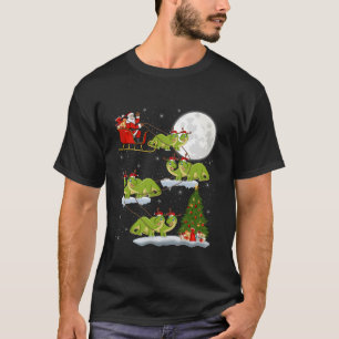Xmas Lights Santa Riding Brontosaurus Dinosaur Chr T-Shirt