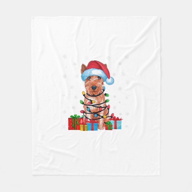 Xmas Lights Santa Soft überzogene Wheaten Terrier  Fleecedecke (Vorderseite)