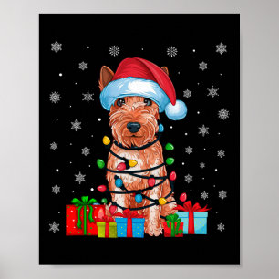 Xmas Lights Santa Soft überzogene Wheaten Terrier  Poster