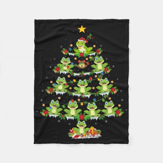 Xmas Lights Santa Tree Frog Christmas Tree Premium Fleecedecke (Vorderseite)