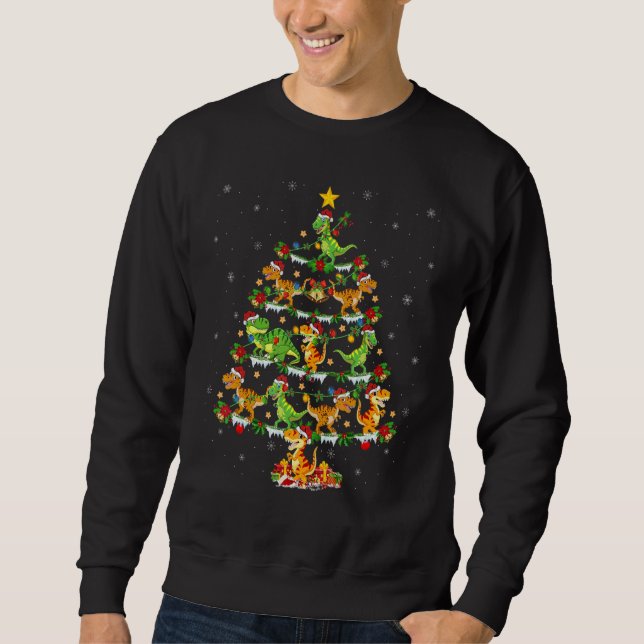 Xmas Lights Trex Dinosaur Christmas Tree Sweatshirt (Vorderseite)