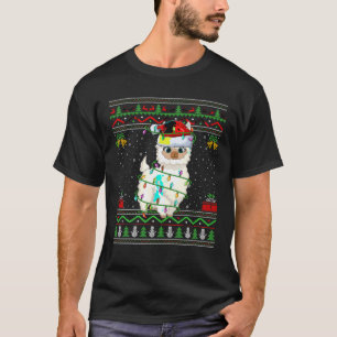 Xmas Lights Ugly Sweater Style Santa Lama Weihnach T-Shirt