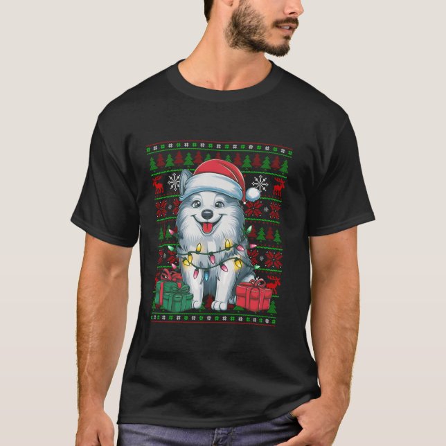 Xmas Lights Ugly Weihnachtsmannmütze American Eski T-Shirt (Vorderseite)
