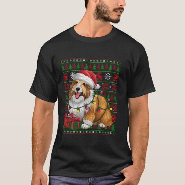 Xmas Lights Ugly Weihnachtsmannmütze Belgischer Sh T-Shirt (Vorderseite)