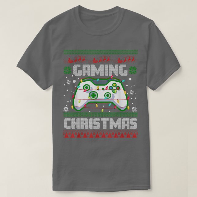Xmas Lights Video Game Controller Ugaming Chri T-Shirt (Design vorne)