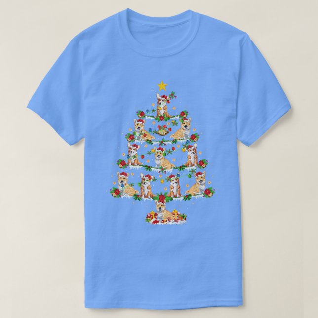 Xmas Lights Welsh Corgi Dog Weihnachtsbaum1694 T-Shirt (Design vorne)