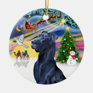 Xmas Magic* -Blauer Dogge (Kopf) (natürliche Ohren Keramik Ornament