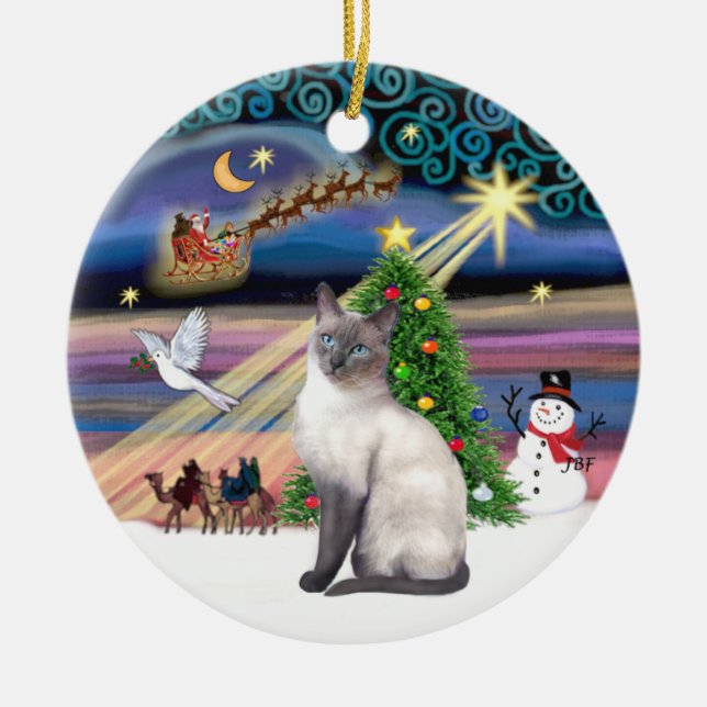 Xmas Magic - Blue Point Siamese Keramik Ornament (Vorne)