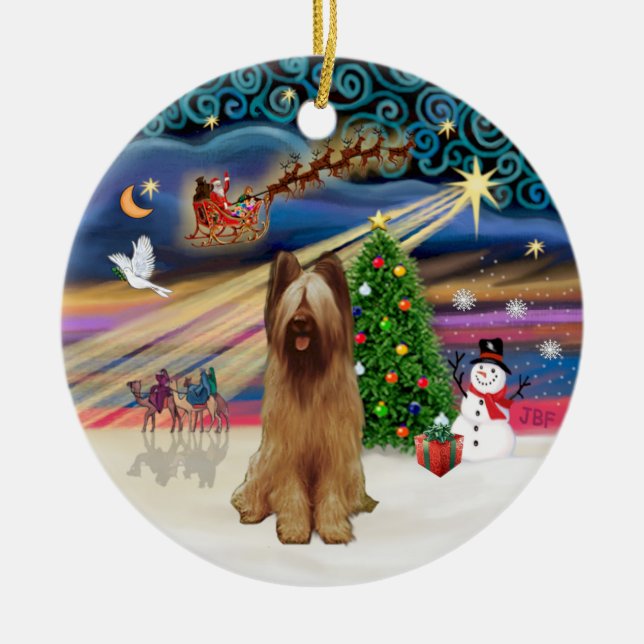 Xmas Magic - Briard (fawn) Keramikornament (Vorne)