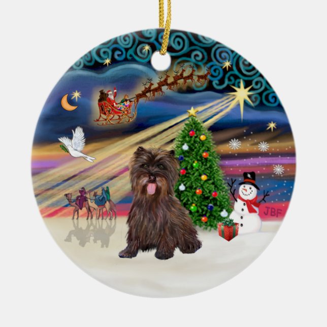 Xmas Magic - Brindle Cairn Terrier #18 Keramikornament (Vorne)