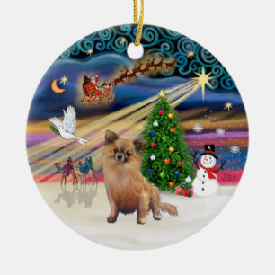 Xmas Magic - Chihuahua (lange haarig) Keramikornament