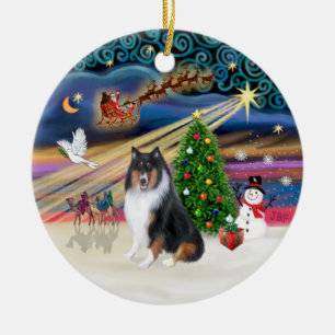 Xmas Magic - Collie (dreifarbig) Keramikornament