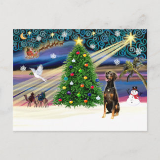 Xmas Magic-Doberman Blk-Natural Feiertagspostkarte