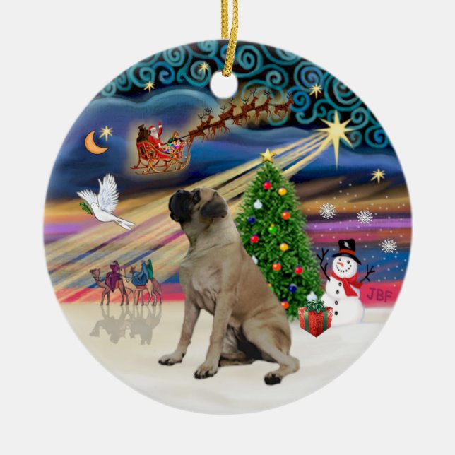 Xmas Magic - English Bull Mastiff Keramikornament (Vorne)