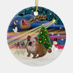Xmas Magic - English Bulldog 1 (braun-creme) Keramik Ornament