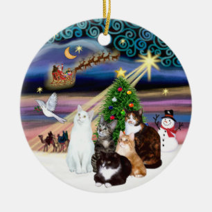 Xmas Magic - Fünf Katzen (ASH) Keramik Ornament
