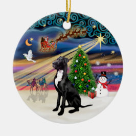 Xmas Magic - Great Dane (schwarz-natürlich) Keramik Ornament
