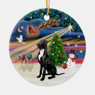 Xmas Magic - Great Dane (schwarz-natürlich) Keramik Ornament
