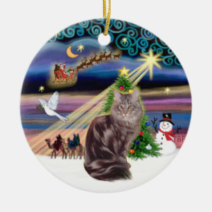 Xmas Magic - Maine Coon Cat 10 Keramik Ornament