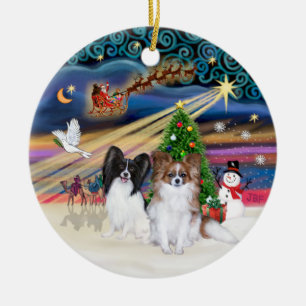 Xmas Magic - Papillons (Zwei-BW+Sable) Keramikornament