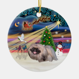 Xmas Magic - Pekingese (schwarze Maske) Keramikornament