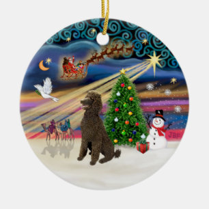 Xmas Magic - Poodle (Standardschokolade) Keramikornament
