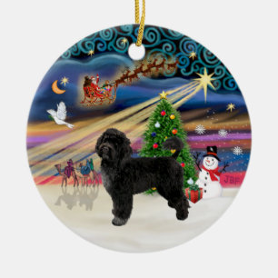 Xmas Magic - Portugiesischer Wasserhund (R) Keramikornament