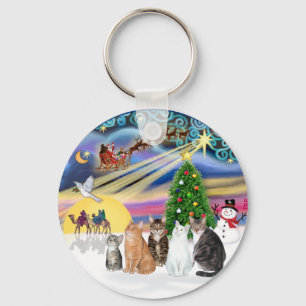 Xmas Magic (R) - Fünf Katzen (AmSH) Schlüsselanhänger