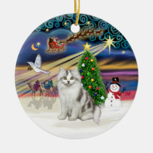 Xmas Magic - Ragamuffin, graue Katze Keramikornament